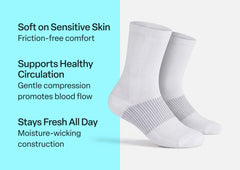 Mid-Calf Compression Socks 18-25 mmHg - White