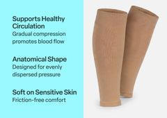 Compression Calf Sleeves Wide 20-30 mmHg - Tan