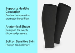 Compression Calf Sleeves Wide 15-20 mmHg - Black