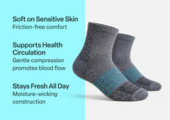 Compression Ankle Socks 15-20 mmHg - Gray/Teal Stripe