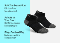 Bunion Relief, Padded Low Cut Socks - Black
